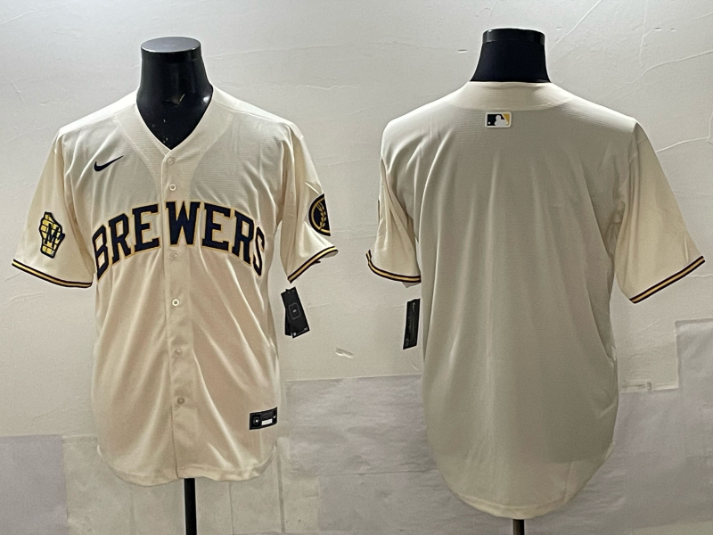 Men Milwaukee Brewers blank cream Nike MLB 2025 Jersey 003->milwaukee brewers->MLB Jersey